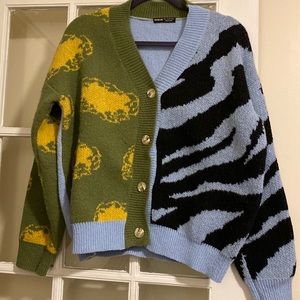 Colorblocked cardigan sweater